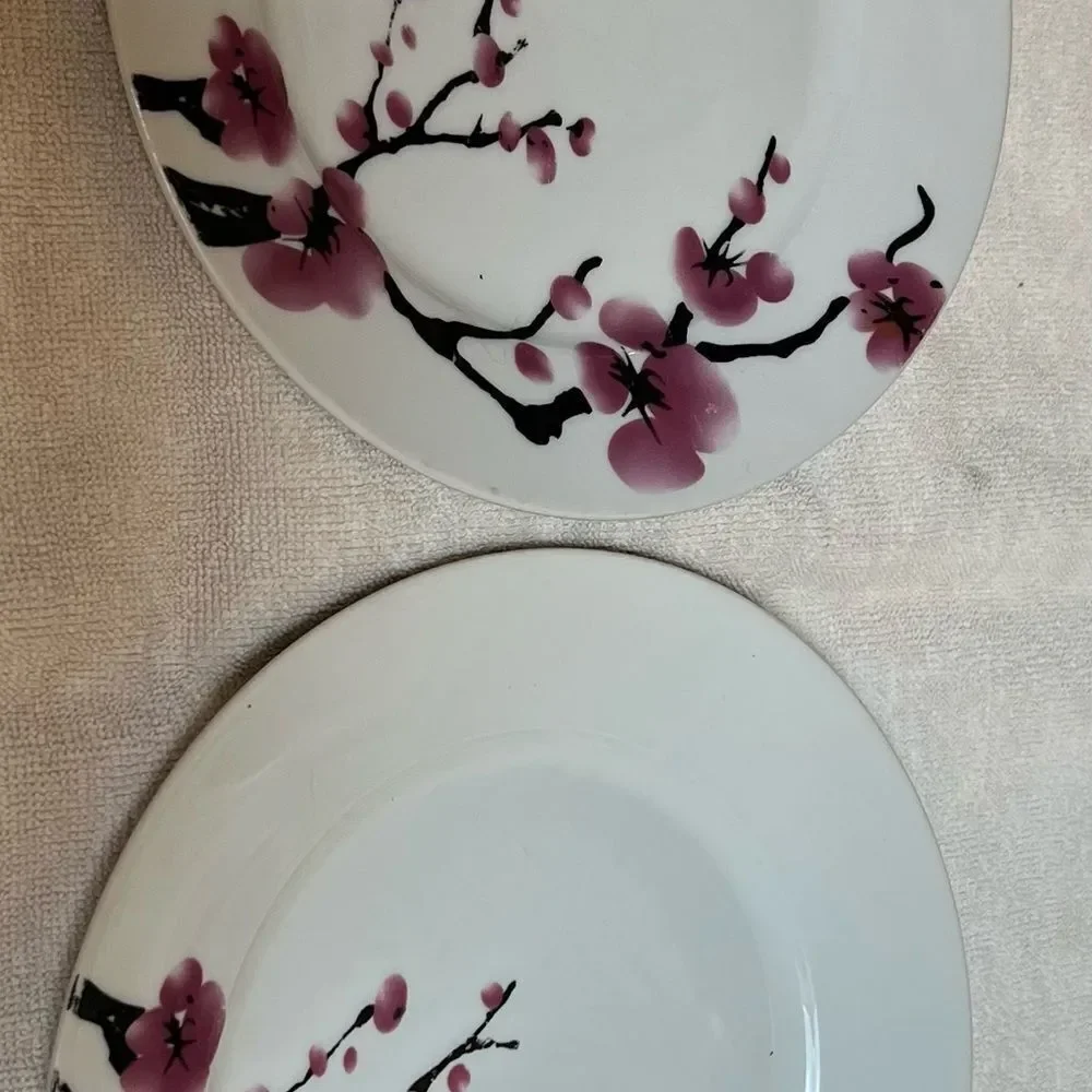 Oneida Pink White Cherry Blossom 2 Saucers Salad Small Bite Fruit Plates 8 In